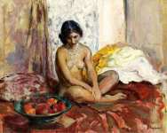 Египетская девушка с блюдом из фруктов